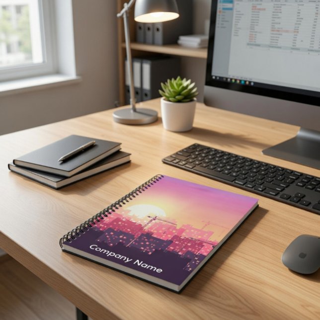Cuaderno Portapapeles de puesta de sol de ciudad de constru (Subido por el creador)