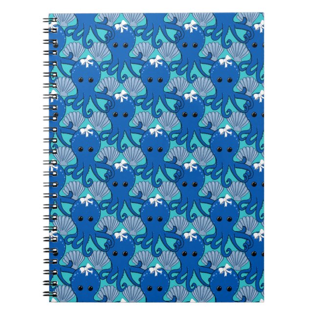 Cuaderno Portapapeles de Pulpo Azul Adorable (Frente)