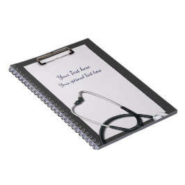 Cuaderno Portapapeles gris médico con estetoscopio