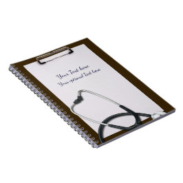 Cuaderno Portapapeles marrón médico con estetoscopio