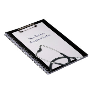 Cuaderno Portapapeles negro médico con estetoscopio