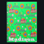 Cuaderno Portátil, #10 Happy 10th Birthday Notes Green<br><div class="desc">¡Organice su día con un portátil personalizado! Este bloc de notas,  hecho con sus imágenes y texto en la portada,  es una excelente manera de mostrar su estilo personal y realizar un seguimiento de todas las notas y citas importantes a la vez.</div>