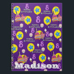 Cuaderno Portátil, #8 Happy 8th Birthday Notes Purple<br><div class="desc">¡Organízate como es debido con un cuaderno personalizado!Imprime tus imágenes y texto en la portada y presume de estilo al mismo tiempo que te aseguras de mantener tus notas y compromisos importantes siempre a mano.</div>