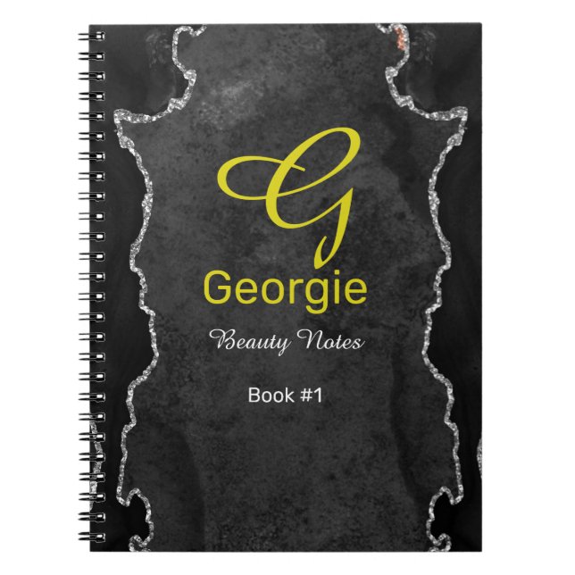 Cuaderno Portátil Agate negro y plateado (Frente)