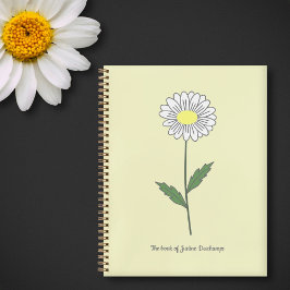 Cuaderno Portátil amarillo de flores de margarita botánica