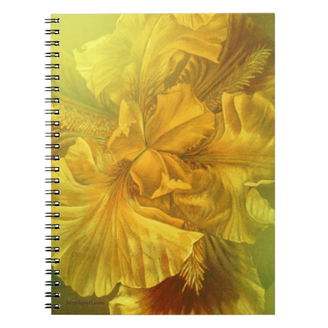 Cuaderno Portátil amarillo floral de arte fino de Iris (Frente)
