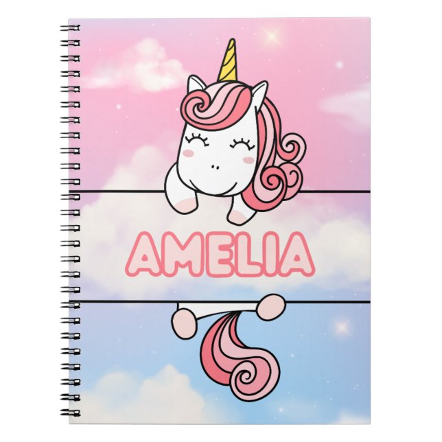Cuaderno Portátil Amelia Unicornio personalizado Girlie (Frente)