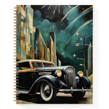 Portátil Art Deco Vintage Car Gold Black Spiral