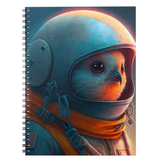 Cuaderno Portátil Astronauta de Aves Adorable (Frente)