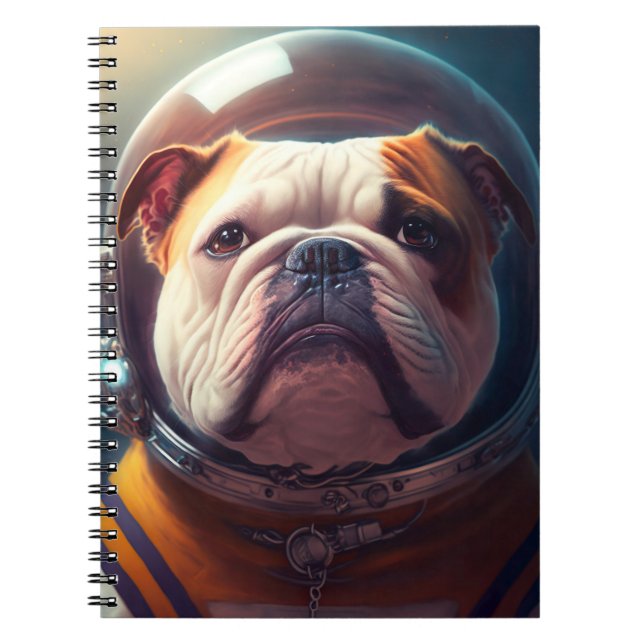 Cuaderno Portátil Astronauta de Bulldog Adorable (Frente)