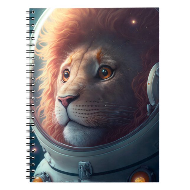 Cuaderno Portátil Astronauta de León Adorable (Frente)