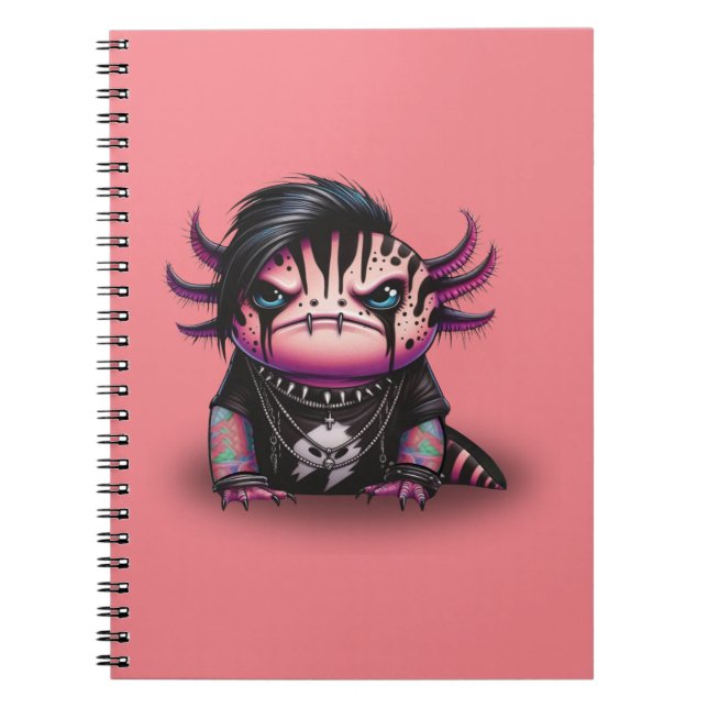 Cuaderno Portátil Axolotl de gótico, Punk Rock Axolotl (Frente)