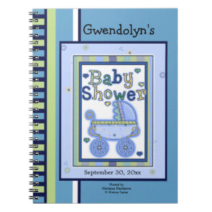 Cuaderno Portátil Baby Shower Blue Green Buggy
