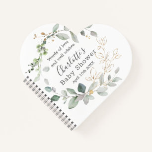 Cuaderno Portátil Baby Shower de follaje verde