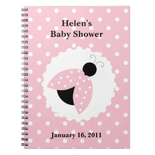 Cuaderno Portátil Baby Shower de Pink Ladybug y Polka Dots