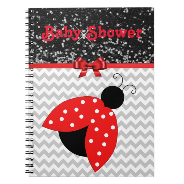Cuaderno Portátil Baby Shower Red and Black Ladybug (Frente)
