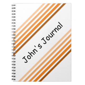 Cuaderno Portátil: bandas diagonales Naranjas y nombre