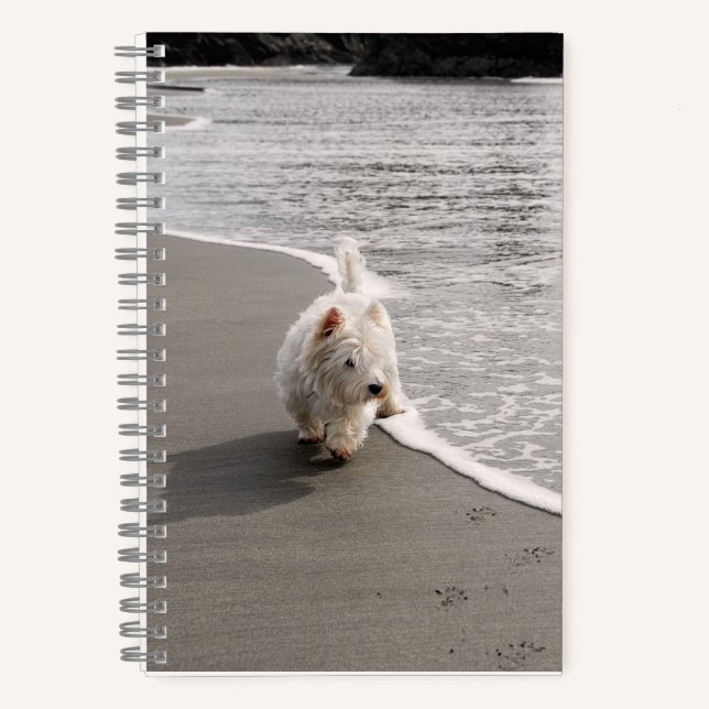 Cuaderno Portátil Beachcombing Westie Photo 6x8 (Anverso)