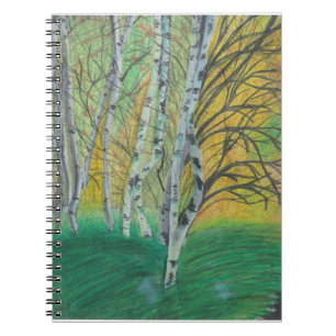 Cuaderno Portátil Birch Trees de impresión pintado a mano