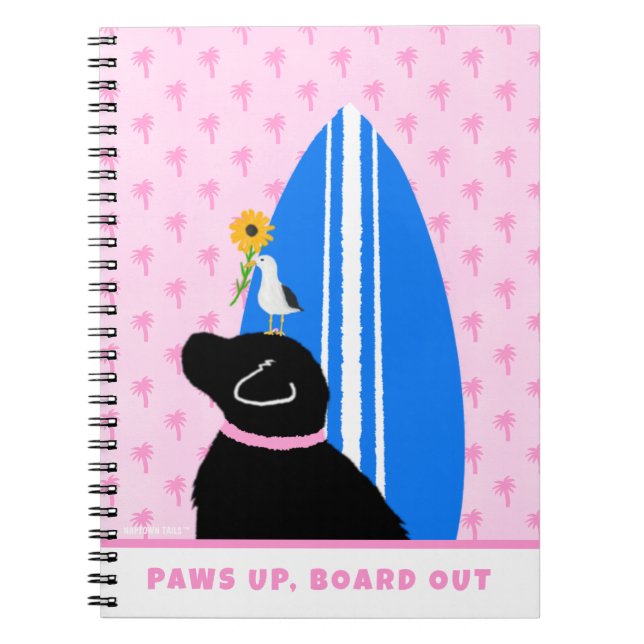 Cuaderno Portátil Black Lab Surf DogSpiral (Frente)
