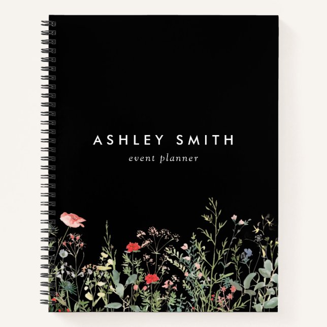 Cuaderno Portátil Black Wildflower Meadow (Anverso)