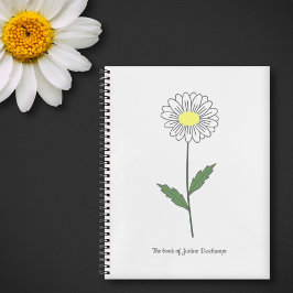 Cuaderno Portátil blanco de flores de margarita botánica