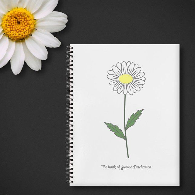 Cuaderno Portátil blanco de flores de margarita botánica (Daisy Flower White Notebook)
