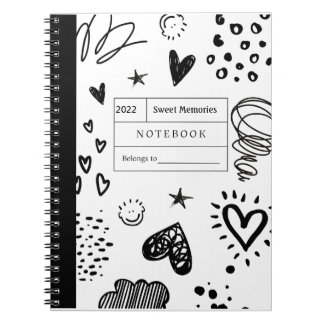 Cuaderno Portátil blanco Doodle de personalizable