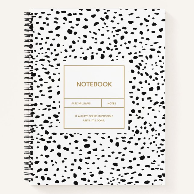 Cuaderno Portátil blanco y negro de patrón dálmata (Anverso)