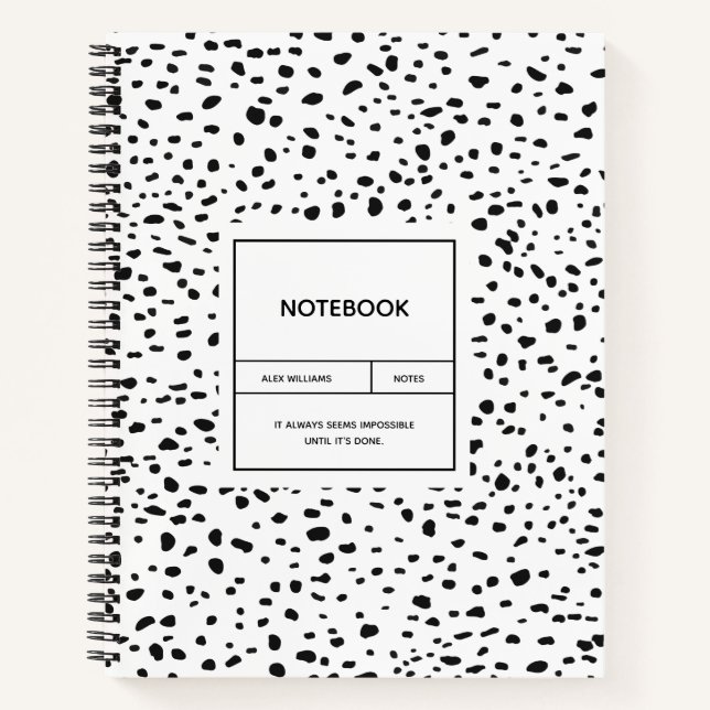 Cuaderno Portátil blanco y negro de patrón dálmata (Anverso)