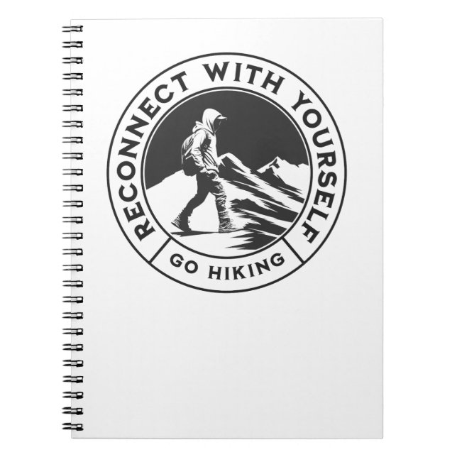 Cuaderno Portátil blanco y negro de senderismo (Frente)