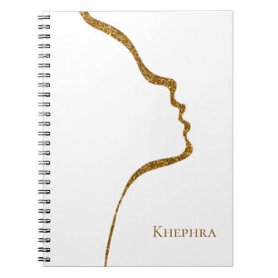 Cuaderno Portátil Blanco Y Purpurina Oro