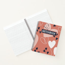 Cuaderno Portátil blanco y rosa de patrón de corte dibujado