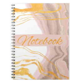 Cuaderno portátil blanco y rosa y dorado
