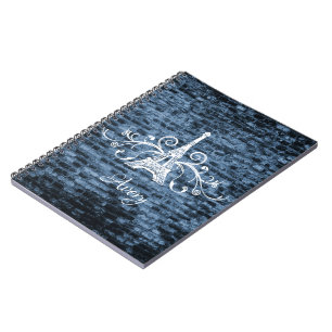 Cuaderno Portátil Blue Eiffel Tower Grunge