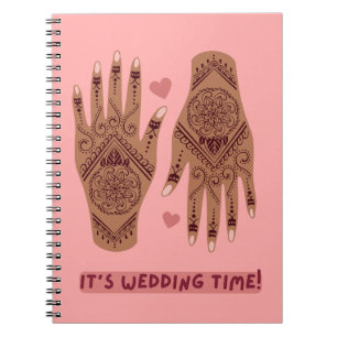 Cuaderno portátil boda con diseño de manos henna mehndi