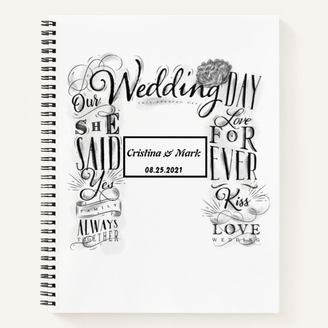 Cuaderno Portátil Boda de diseño de época (Anverso)