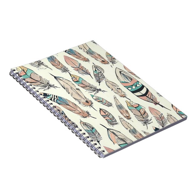 Cuaderno Portátil Bohemian Feather Fabric (Lado Derecho)