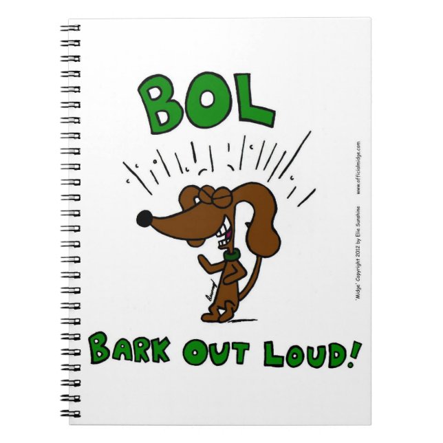 Cuaderno Portátil "BOL: BARK OUT LOUD" (Frente)