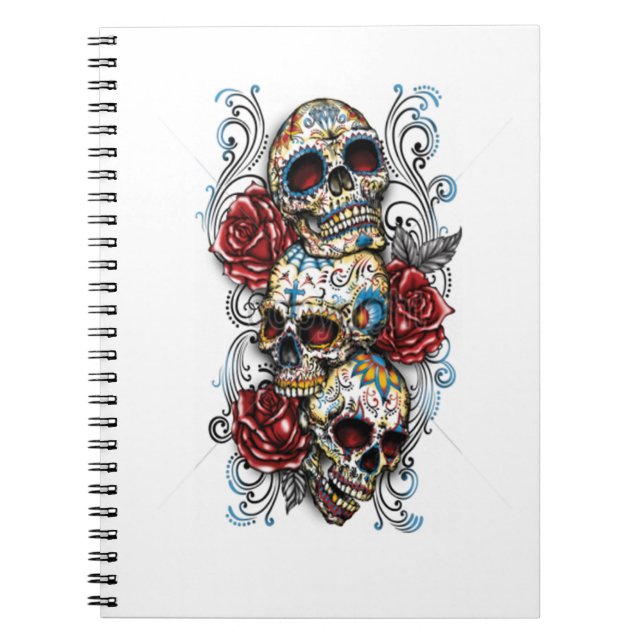 Cuaderno Portátil/Calavera fotográfica y Rosas (Frente)