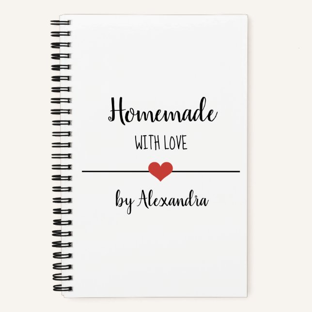 Cuaderno Portátil casero con receta blanca de amor (Anverso)