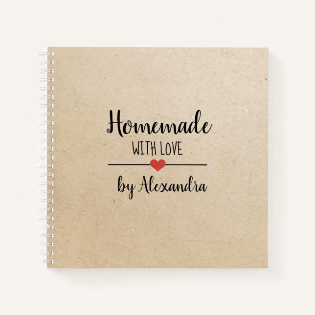 Cuaderno Portátil casero con receta de Kraft de amor (Anverso)