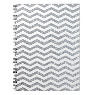 Cuaderno Portátil Chevron Plateado