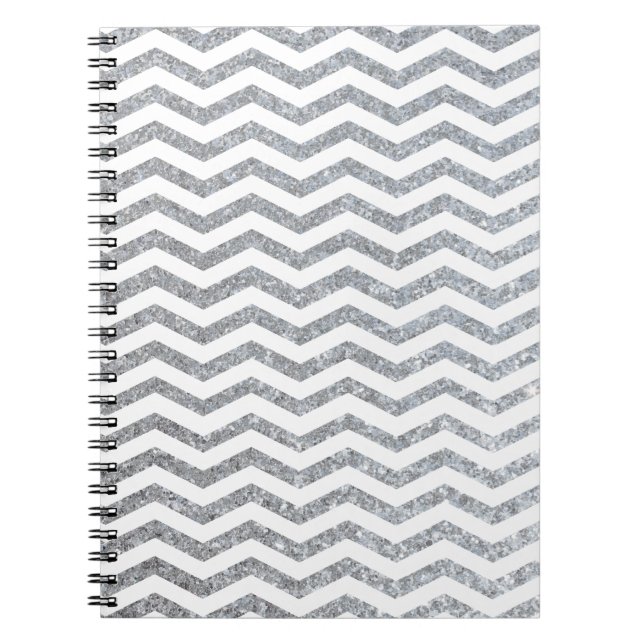 Cuaderno Portátil Chevron Plateado (Frente)