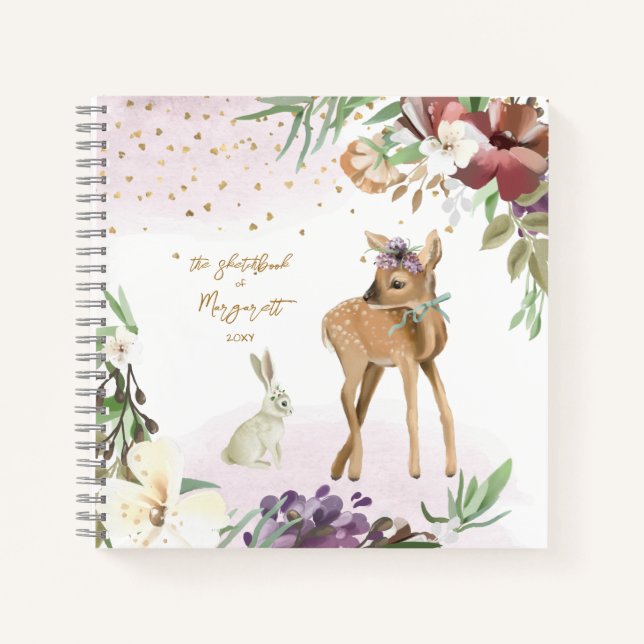 Cuaderno Portátil Chica de Woodland encantado (Anverso)