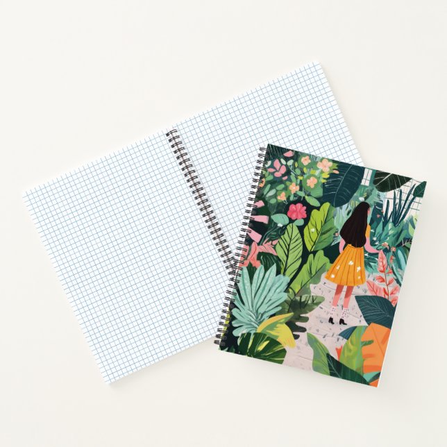 Cuaderno Portátil, chica en diseño de jardín (Interior)