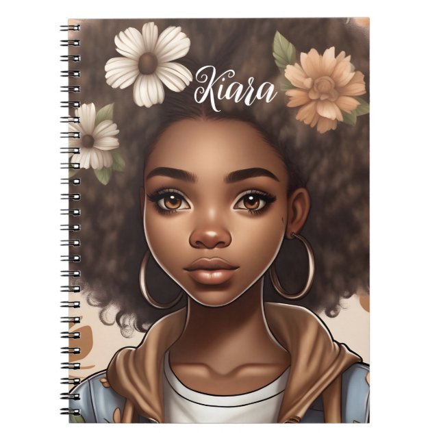 Cuaderno Portátil chica negro personalizado (Frente)