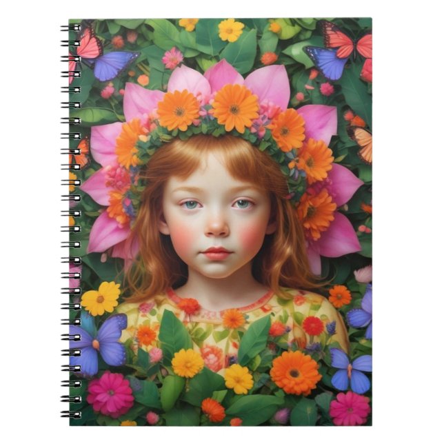 Cuaderno Portátil chica y flores (Frente)