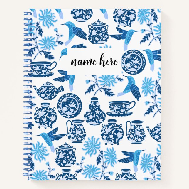 Cuaderno Portátil Chinoiserie azul personalizado (Anverso)