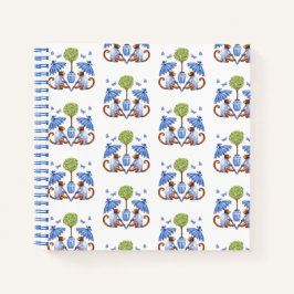 Cuaderno Portátil Chinoiserie Monos y Sombrillas Espiral